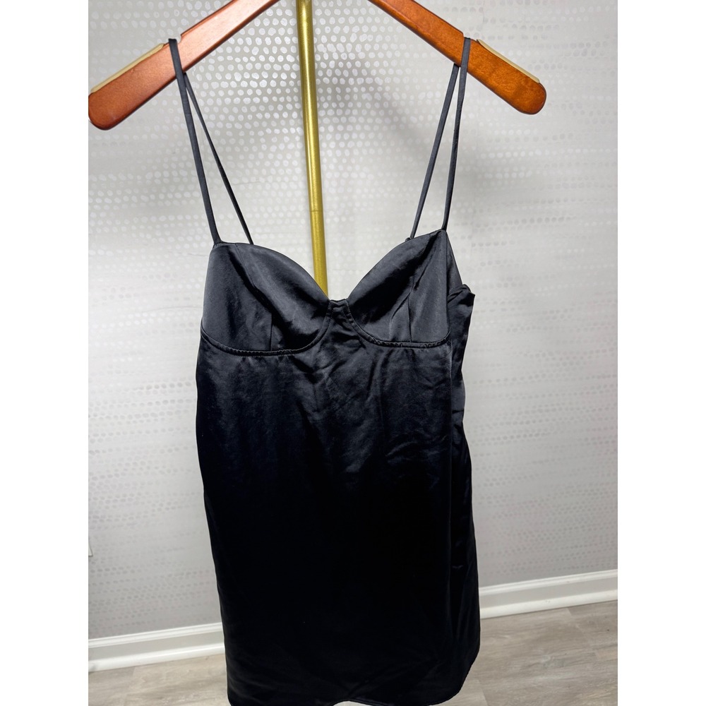 Wild Fable Black Satin Bustier Mini Dress Small Corset Bodycon Party VN1973322